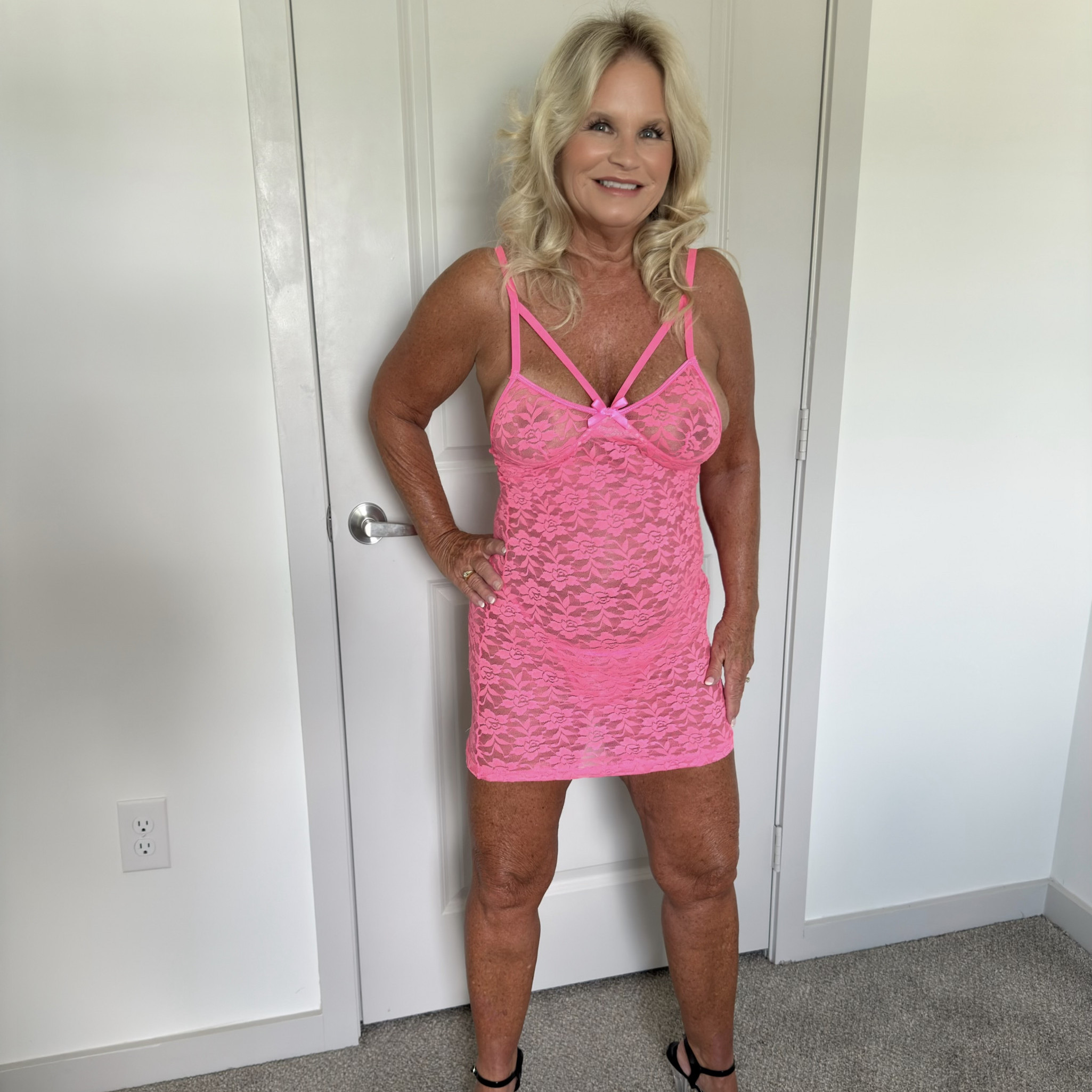 Pink Lace Babydoll with thong panty